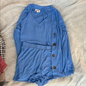 Nordstrom three piece ribbed lounge set